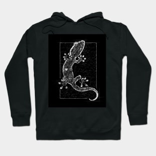 Lizard Sketch in Chalk Style Black and White Hoodie
